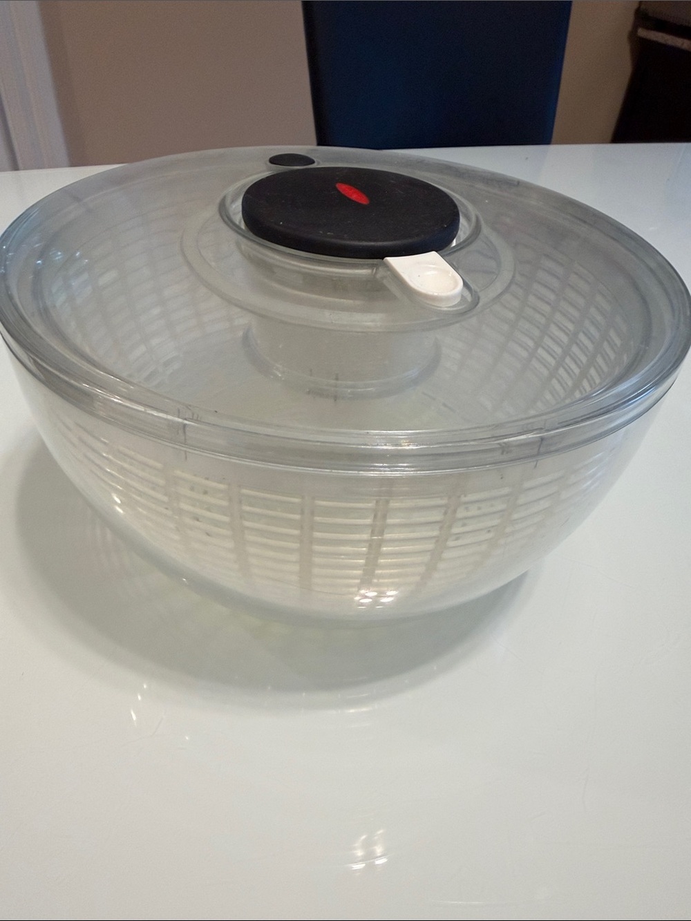 Oxo Clear Plastic Salad Spinner with Black Lid